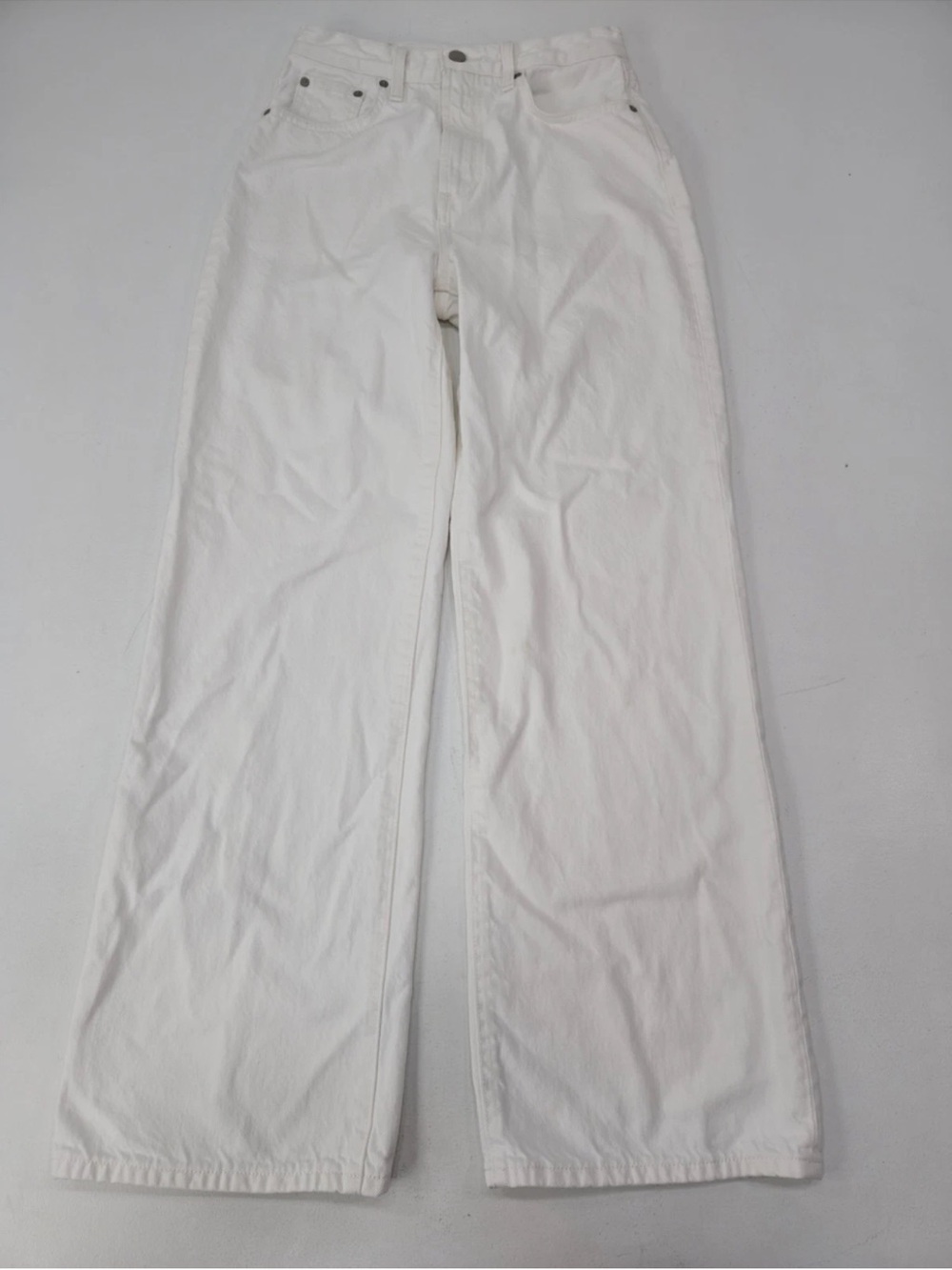 Denim Forum The Farrah Hi-Rise Wide Jean White Size 25 Womens